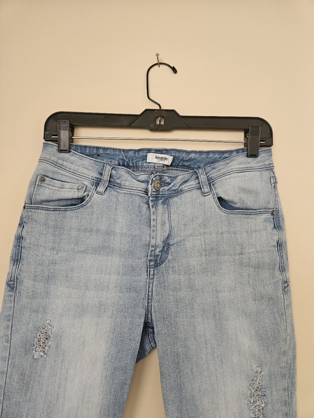 Kensie Women's Light Wash Distressed Denim Bermuda Shorts, Size 8 - Picture 2 of 5